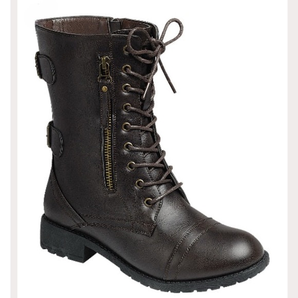 Women’s Brown Combat Lace Up Boots - Picture 1 of 3